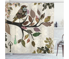 Spring Floral Birds French Shower Curtain