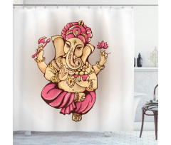 Bohemian Elephant Lotus Shower Curtain