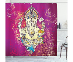 Folkloric Elephant Boho Shower Curtain
