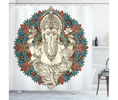 Asian Elephant Blossoms Shower Curtain