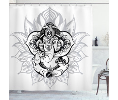 Elephant Ancient Figure Form Shower Curtain