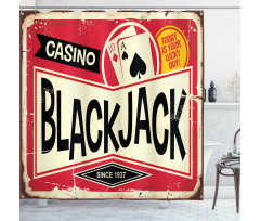 Kumar Duş Perdesi Retro Tabela Stilinde Blackjack Oyunu Metni