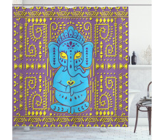 Elephant Tribal Art Retro Shower Curtain