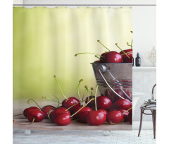 Cherries Bucket on Ombre Shower Curtain