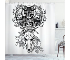 Deer Skull Feather Boho Shower Curtain