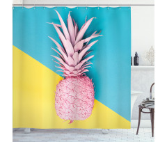 Ananas Duş Perdesi Modern Pastel Renk Sanatsal 1 Meyve Silüeti