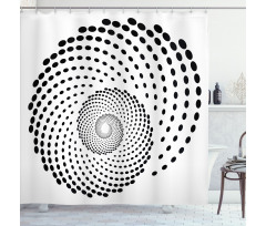 Spiral Monochrome Black Shower Curtain