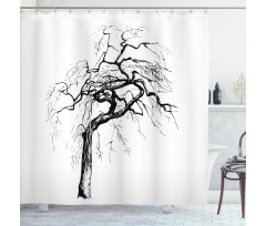 Autumn Tree Dry Branches Shower Curtain