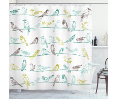 Birds Sitting on Wires Shower Curtain