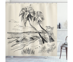 Tropical Beach Sketch Shower Curtain