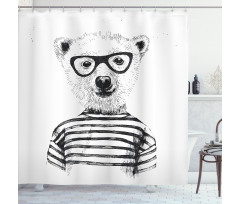 Bear in Glasses Fun Shower Curtain