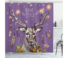 Wild Rein Deer Hand Drawn Shower Curtain