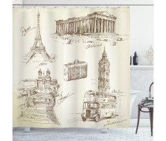 Travel over Europe Shower Curtain