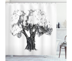 Olive Tree Retro Nature Shower Curtain