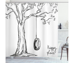 Happy Place Words Shower Curtain