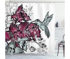 Orchids and Hummingbird Shower Curtain