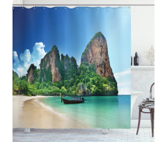 Thailand Rock Cliff Beach Shower Curtain