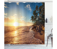 Palm Trees on Beach Shower Curtain