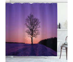 Oak Sunset Winter Time Shower Curtain
