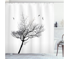 Tree Flying Birds Shower Curtain