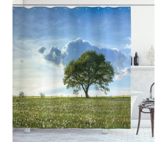 Tree on Field Summer Shower Curtain