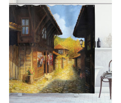 Wooden Houses in Fall Shower Curtain