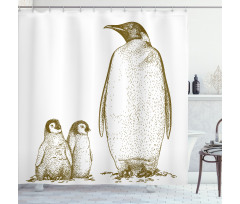 King and Baby Penguin Shower Curtain