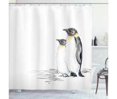Hand Drawn Penguins Art Shower Curtain
