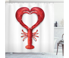 Seafood Lobster Heart Shower Curtain