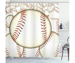 Baseball Ball Pattern Shower Curtain