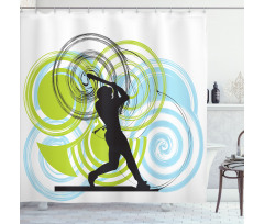 Baseball Player Circles Shower Curtain
