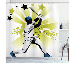 Pitcher Hits the Ball Shower Curtain