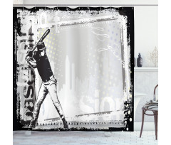 Baseball Sketch Art Shower Curtain