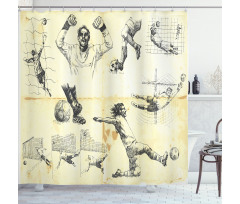 Soccer Players Artwork Shower Curtain