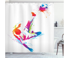 Kicking Ball Watercolors Shower Curtain