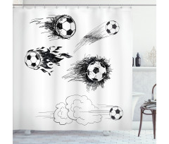 Football in Flame Shower Curtain