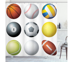 Sports Balls Pattern Shower Curtain