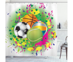 Sports Balls Splash Shower Curtain