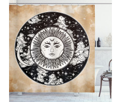 Sun Face Moon Shower Curtain