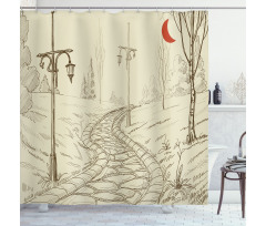 Sketchy Park Alley Shower Curtain