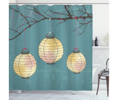 Lanterns Hanging on Tree Shower Curtain