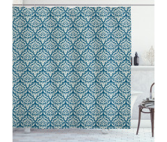 Blue Floral Pattern Shower Curtain