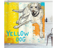 Grunge Sketch Dog Art Shower Curtain