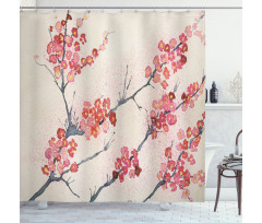 Vintage Sakura Flowers Shower Curtain