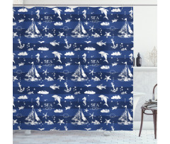 Grunge Anchor Ship Shower Curtain