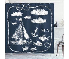 Boat Clouds Anchor Shower Curtain