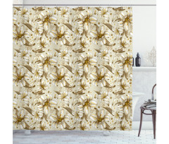 Blooming Flowers Petals Shower Curtain
