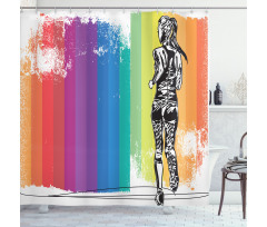 Marathon Runner Ombre Shower Curtain