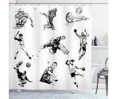 Sports Theme Sketch Shower Curtain