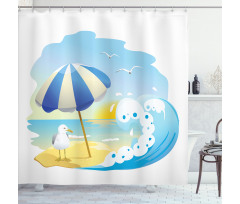 Seagull at Beach Kids Shower Curtain
